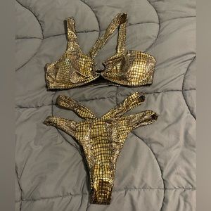 Gold crossover bathing suit